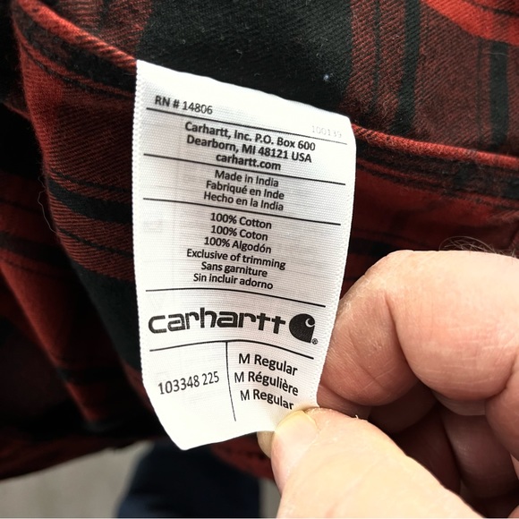 Carhartt Men’s Size Medium Style Hubbard Long Sleeve Plaid Shirt - Picture 4 of 6